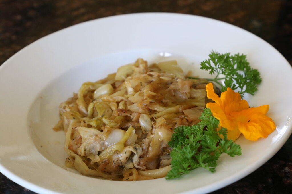 Plated cabbage noodles